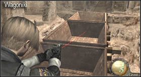 Obok miejsca, w którym rozpoczynasz etap, znajduje się kolejka - kilka wagoników - Castle (4-3) - podziemna kolejka | Solucja Resident Evil 4 - Resident Evil 4 - PC - poradnik do gry