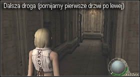 Korytarz, do którego wejdziesz prowadzi do dwóch par drzwi: pierwsze po lewej miń, najpierw udaj się do tych na końcu (po drodze natrafisz na czerwone zioło ) - Castle (3-4) - samodzielna Ashley | Solucja Resident Evil 4 - Resident Evil 4 - PC - poradnik do gry