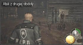 W pierwszej napotkanej stodole (po lewej) znajduje się przeciwnik - Village (2-2) - eskorta Ashley | Solucja Resident Evil 4 - Resident Evil 4 - PC - poradnik do gry