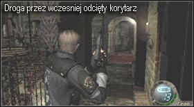 otwarcie bram w prawej części balkonu, na którym się aktualnie znajdujesz - Village (2-1) - kościół i spotkanie Ashley | Solucja Resident Evil 4 - Resident Evil 4 - PC - poradnik do gry