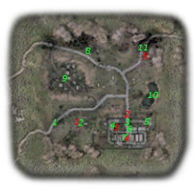 Najważniejsi NPC na mapie (kolor czerwony) - Mapa szczegółowa (1) | Magazyny wojskowe w Stalker Cień Czarnobyla - S.T.A.L.K.E.R.: Cień Czarnobyla - poradnik do gry