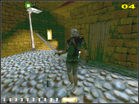 Zejdź na dół, aby po krótkiej podróży dotrzeć do łatwych do ominięcia drzwi (03 ) - LORD BAFFORDS MANOR (1) | MISJA 1 | Thief The Dark Project - Thief: The Dark Project - poradnik do gry