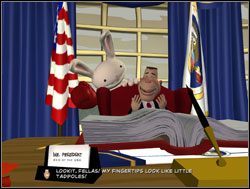 Ochroniarz zadziałał natychmiastowo, pozostawiając prezydenta sam na sam z detektywami - Jak dotrzeć do prezydenta? | IV. Abe Lincoln Must Die | Sam & Max Sezon 1 - Sam & Max: Sezon 1 - poradnik do gry