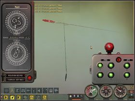 Widok mapy taktycznej. Biały krzyżyk na sylwetce okrętu celu oznacza, że Urządzenie Utrzymania Pozycji jest uruchomione w trybie śledzenia. - Torpedo Attack - Tryb zaawansowany teoria (2) | Submarine School - Silent Hunter 4: Wolves of the Pacific - poradnik do gry