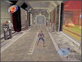 Następnie skieruj się do fabryki [1] , w której właśnie doszło do eksplozji - Part 4 - Caryles Plan - Mad Bomber - Spider-Man 3: The Game - poradnik do gry
