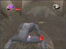 W trakcie walki musisz szczególnie wystrzegać się piasku, który od czasu do czasu Sandman będzie w ciebie rzucał [1] - Sandman - Spider-Man 3: The Game - poradnik do gry