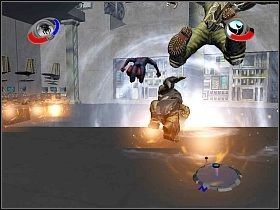 Skieruj się w stronę jedynego korytarza i szybko przez niego przebiegnij - Part 3 - Mechabiocon Exposed - Scorpion - Spider-Man 3: The Game - poradnik do gry