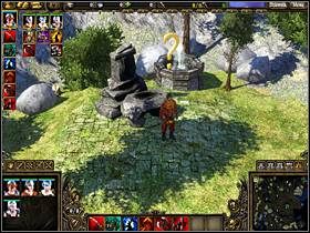 Za pomocą kamienia teleportacyjnego przenieś się do świętej ziemi i porozmawiaj z Ainurem - POWRÓT DO SIEDMIOGRODU - SpellForce 2: Władca Smoków - poradnik do gry