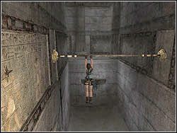 Ustaw się na jej środku, rozbujaj, a następnie daj susa na wprost na mechanizm ze skarabeuszem - 10. Świątynia Khamoon (2) | Egipt w Tomb Raider Anniversary - Tomb Raider: Anniversary - poradnik do gry