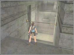 Korytarz doprowadzi cię do rozpadliny w podłodze z dwoma miażdżącymi wrotami - 12. Sanktuarium Dziecięcia (2) | Egipt w Tomb Raider Anniversary - Tomb Raider: Anniversary - poradnik do gry