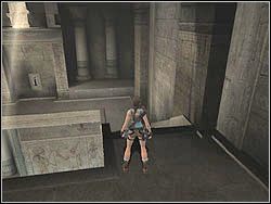 Zbiegnij w dół po schodach do mechanizmu z dźwignią w ścianie - 12. Sanktuarium Dziecięcia (część 4) | Egipt w Tomb Raider Anniversary - Tomb Raider: Anniversary - poradnik do gry