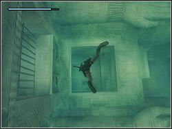 Z występu, którego się trzymasz daj susa na prawo, na mechanizm ze złotym uchem - 12. Sanktuarium Dziecięcia (część 4) | Egipt w Tomb Raider Anniversary - Tomb Raider: Anniversary - poradnik do gry