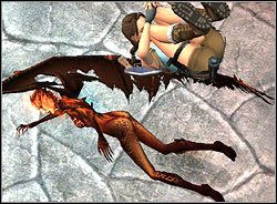 Najlepszym sposobem na celny strzał jest wybicie się w chwili zwolnienia tempa nie do tyłu, ani na boki, ale wprzód, wprost na demona - Bossowie (2) | Przeciwnicy w Tomb Raider Anniversary - Tomb Raider: Anniversary - poradnik do gry