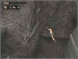 Zlokalizuj występy w ścianie naprzeciwko i przeskocz na najbliższy - 13. Kopalnie Natli (2) | Zaginione Miasto w Tomb Raider Anniversary - Tomb Raider: Anniversary - poradnik do gry