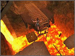 Przeskocz teraz na pochylnię przed tobą i z niej się wybij na krawędź konstrukcji za twoimi plecami - 13. Kopalnie Natli (3 | Zaginione Miasto w Tomb Raider Anniversary - Tomb Raider: Anniversary - poradnik do gry