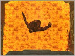 Gdy boss będzie już bez pazurów, doprowadź go do szału stojąc tyłem do przepaści - 15. Ostateczne starcie (1) | Zaginione Miasto w Tomb Raider Anniversary - Tomb Raider: Anniversary - poradnik do gry