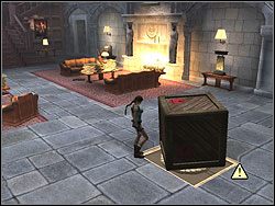 W głównym hallu zlokalizuj ozdobną płytę w podłodze - Posiadłość Croftów (5) | Trening w Tomb Raider Anniversary - Tomb Raider: Anniversary - poradnik do gry