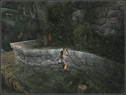 Z wierzchołka słupa oddaj skok na pobliską półkę skalną i szybko się na nią wdrap - Poziom 03. Vilcabamba | Sekrety w Tomb Raider Anniversary - Tomb Raider: Anniversary - poradnik do gry