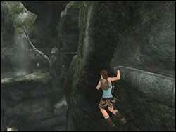 Czeka cię teraz użycie linki na tkwiącej wysoko nad tobą obręczy - Poziom 03. Vilcabamba | Sekrety w Tomb Raider Anniversary - Tomb Raider: Anniversary - poradnik do gry