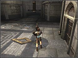 Kontynuuj kierunek przemieszczania, czyli używając następnego drążka przemieść się na półkę po drugiej stronie sali - Poziom 06. Świątynia św. Franciszka (1) | Sekrety w Tomb Raider Anniversary - Tomb Raider: Anniversary - poradnik do gry