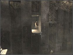 Wisząc na lince obróć się w stronę miejsca z zielonym posągiem bożka - Poziom 10. Świątynia Khamoon (1) | Sekrety w Tomb Raider Anniversary - Tomb Raider: Anniversary - poradnik do gry