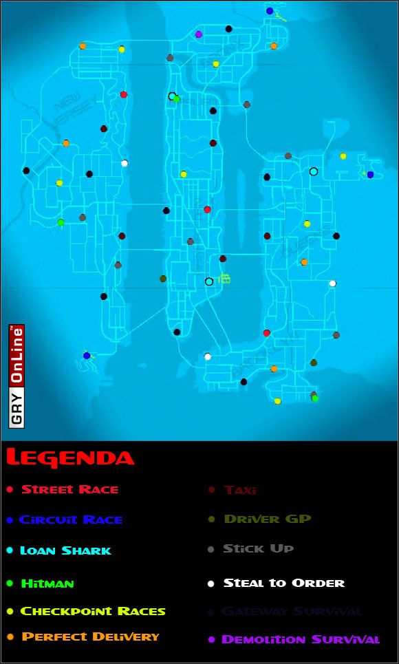 1 - Misje poboczne - mapa | Driver Parallel Lines - Driver: Parallel Lines - poradnik do gry