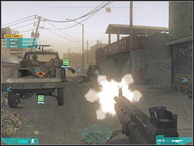 Oczyść całą okolicę i zacznij kierować się na zachód, a konkretnie w stronę sojuszniczych wojsk (#1) - Misja druga - Joining forces (2a) | Akt drugi - Tom Clancys Ghost Recon: Advanced Warfighter 2 - poradnik do gry