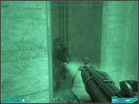 Kolejne pomieszczenie jest pilnowane przez czterech nowych wartowników - Misja trzecia - The last stand (3a) | Akt trzeci - Tom Clancys Ghost Recon: Advanced Warfighter 2 - poradnik do gry