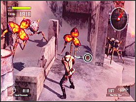 Przy jednym ze zrujnowanych budynków na zboczu góry - Misja 5 - Tarcze | Tarcze w Lost Planet Extreme Condition - Lost Planet: Extreme Condition - PC - poradnik do gry