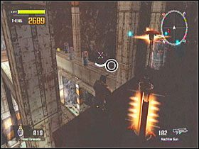 Na wyższym poziomie pierwszego hangaru, przez który przechodzisz - użyj haka, by się tam dostać - Misja 8 - Tarcze | Tarcze w Lost Planet Extreme Condition - Lost Planet: Extreme Condition - PC - poradnik do gry