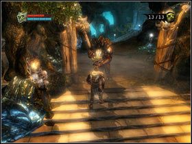 Teraz pójdź wyżej schodami po prawej - do podniszczonych drzwi (#1) - [Solucja Overlord] Search for and destroy Oberons root nodes - cz. 1 - Overlord - poradnik do gry