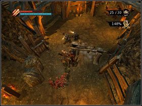 Idź schodami w górę (#1) - dojdziesz do drewnianej platformy - [Solucja Overlord] Retrieve the gold from the mine - Overlord - poradnik do gry