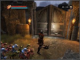 Przejdź przez wysadzone drzwi, a wejdziesz do - [Solucja Overlord] Gain access to the Mother Goddes statue ... - Overlord - poradnik do gry