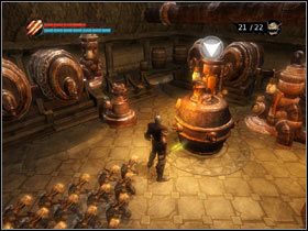 Uważaj, bo gdy będziesz niósł kocioł do wyjścia, wyskoczą na ciebie następne wkurzone krasnoludy i będziesz musiał z nimi walczyć - [Solucja Overlord] Retrieve the Beer Kettle - Overlord - poradnik do gry