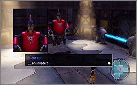 Najlepiej jest atakować tego robota magią żywiołów: ogniem oraz wodą - Flying Fortress cz.2 | Solucja - DVD1 | Blue Dragon - Blue Dragon - poradnik do gry