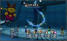 Ten widowiskowy boss ma dużo HP, ale poza tym nie jest szczególnie niebezpieczny - Sea Cube | Solucja - DVD3 - Misje poboczne | Blue Dragon - Blue Dragon - poradnik do gry