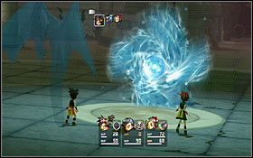 Gdy będzie już po wszystkim, rozejrzyj się po arenie walki z bossem - znajdziesz tu 3 skrzynie, a w nich chociażby Magic Crystal Bracelet czy 7xMedals - Ancient Hospital Ruins | Solucja - DVD1 | Blue Dragon - Blue Dragon - poradnik do gry