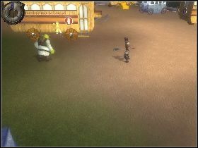 Na samej górze zniszcz skrzynie z lewej strony, podnieś kubek [1] i przesuń drewnianą dźwignię - [Solucja] Etap 6 - Teren Akademii | Shrek Trzeci - Shrek Trzeci - poradnik do gry