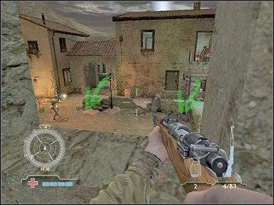 Po wstępnym zabezpieczeniu placu zejdź na dół i dołącz do swoich żołnierzy - Destroy Northeast Gate AA Gun | Operation Husky w Medal of Honor Airborne - Medal of Honor: Airborne - poradnik do gry