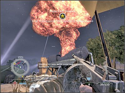 Analogicznie postąp z drugim zbiornikiem, zlokalizowanym bardziej na zachód - Sabotage Fuel Containers | Operation Avalanche w Medal of Honor Airborne - Medal of Honor: Airborne - poradnik do gry
