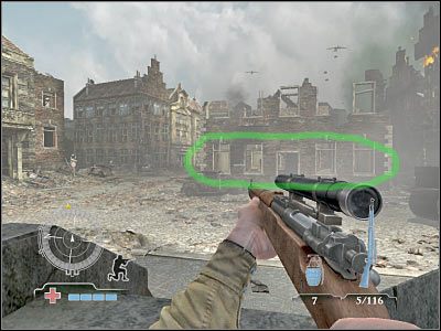 Dopiero teraz zacznij kierować się w stronę miejsca, które w dobrze poznany sposób oznaczono dla nowych spadochroniarzy - Clear Resistance and Assemble with Airborne | Operation Market Garden | Airborne - Medal of Honor: Airborne - poradnik do gry