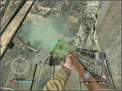 Wejście do bunkra znajduje się dokładnie w tym miejscu, w którym wylądowałeś - Disable Ammunition Lift Controls (cz.1) | Operation Der Flakturm | Airborne - Medal of Honor: Airborne - poradnik do gry