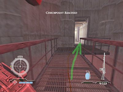 Jak zapewne zauważyłeś, ścieżka prowadzi na jeszcze niższy poziom - Escape Flak Tower (cz.1) | Operation Der Flakturm w Medal of Honor Airborne - Medal of Honor: Airborne - poradnik do gry
