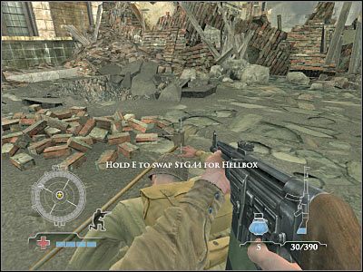 Wciśnij teraz lewy przycisk myszy, tak aby doprowadzić do wysadzenia ładunków wybuchowych - Destroy Flak Tower | Operation Der Flakturm w Medal of Honor Airborne - Medal of Honor: Airborne - poradnik do gry