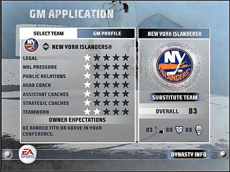 New York Islanders to przeciętna drużyna. - Początek | Dynasty Mode | NHL 08 - NHL 08 - poradnik do gry