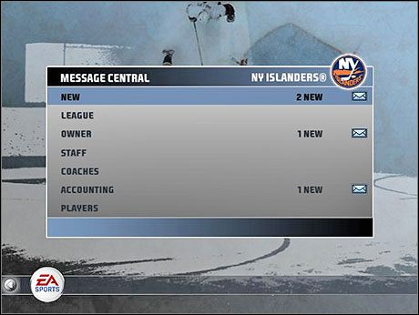 Na początku sezonu mamy niewiele e-maili. - Początek | Dynasty Mode | NHL 08 - NHL 08 - poradnik do gry