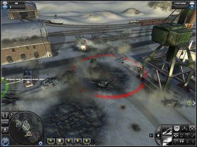 Wznieś fortyfikacje na tych punktach perymetru, które znajdują się najbliżej łodzi podwodnej - Misja 9 - Legowisko niedźwiedzia - Solucja - World in Conflict - poradnik do gry