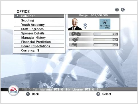 Kalendarz (Calendar) - to źródło informacji o terminach meczów oraz podstawowa opcja do określania reżimu treningowego - Biuro - Kalendarz | Tryb menedżerski | FIFA 08 - FIFA 08 - poradnik do gry