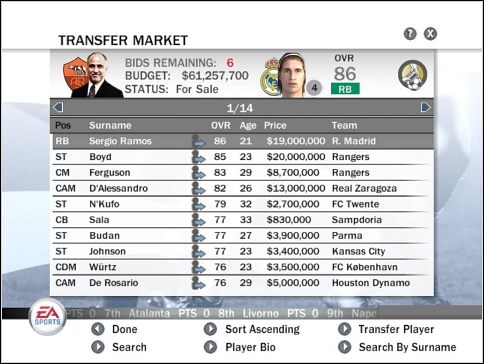 Na liście pojawią się piłkarze wystawieni na sprzedaż - Transfery | Tryb menedżerski | FIFA 08 - FIFA 08 - poradnik do gry