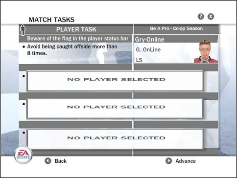 Przed właściwą rozgrywka otrzymasz 2 zadania do wykonania - Przed meczem | Zostań gwiazdą | FIFA 08 - FIFA 08 - poradnik do gry